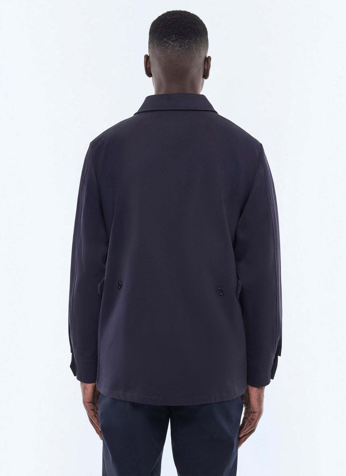 Veste En Twill Poches À Rabat En Biais - Marine