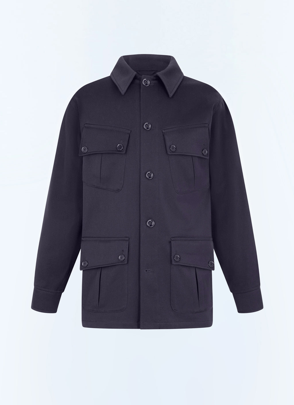Veste En Twill Poches À Rabat En Biais - Marine