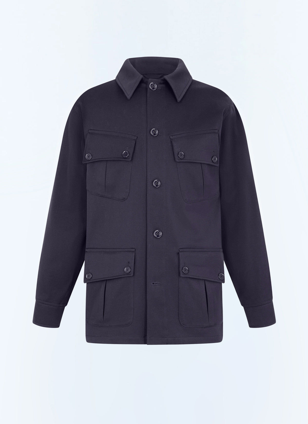 Veste En Twill Poches À Rabat En Biais - Marine