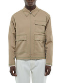 Cazadora con Cremallera y Pespuntes - Beige