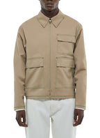 Cazadora con Cremallera y Pespuntes - Beige