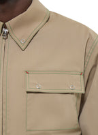 Cazadora con Cremallera y Pespuntes - Beige