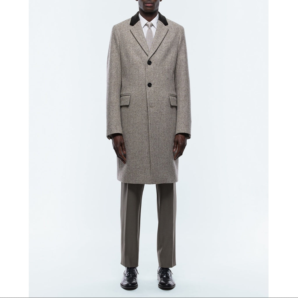 Herringbone Wool Cloth Coat - Taupe