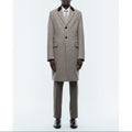 Herringbone Wool Cloth Coat - Taupe