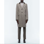 Herringbone Wool Cloth Coat - Taupe