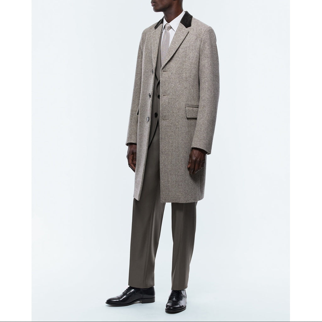 Herringbone Wool Cloth Coat - Taupe