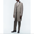 Herringbone Wool Cloth Coat - Taupe
