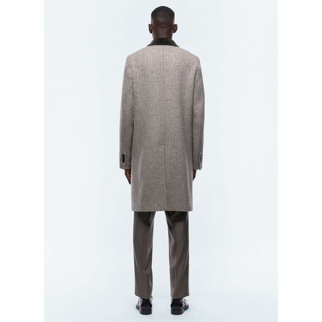 Herringbone Wool Cloth Coat - Taupe
