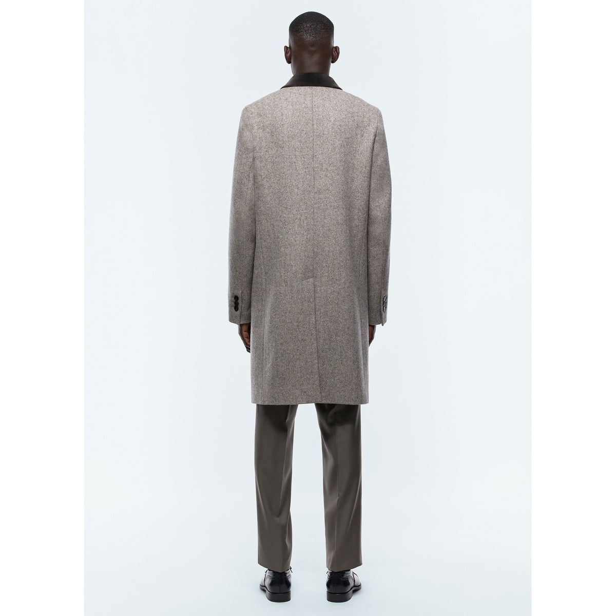 Herringbone Wool Cloth Coat - Taupe