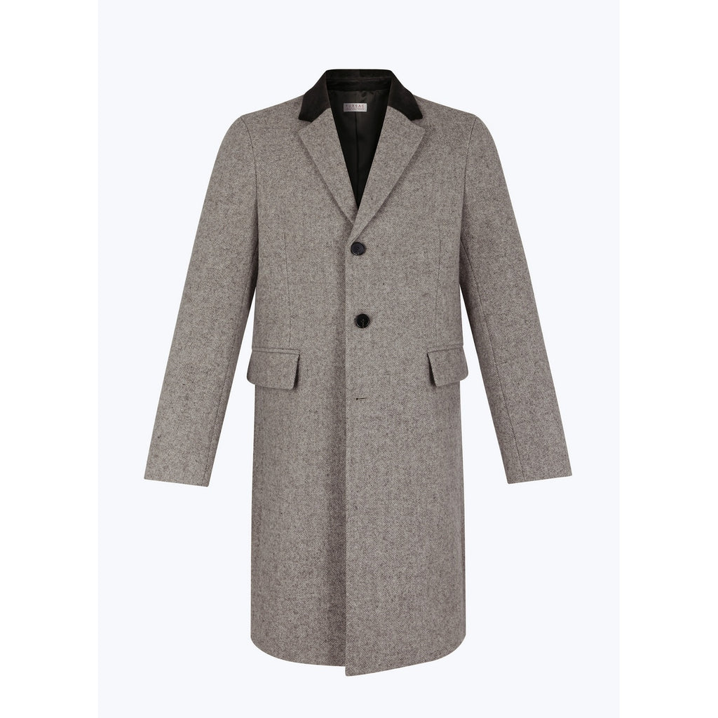 Herringbone Wool Cloth Coat - Taupe