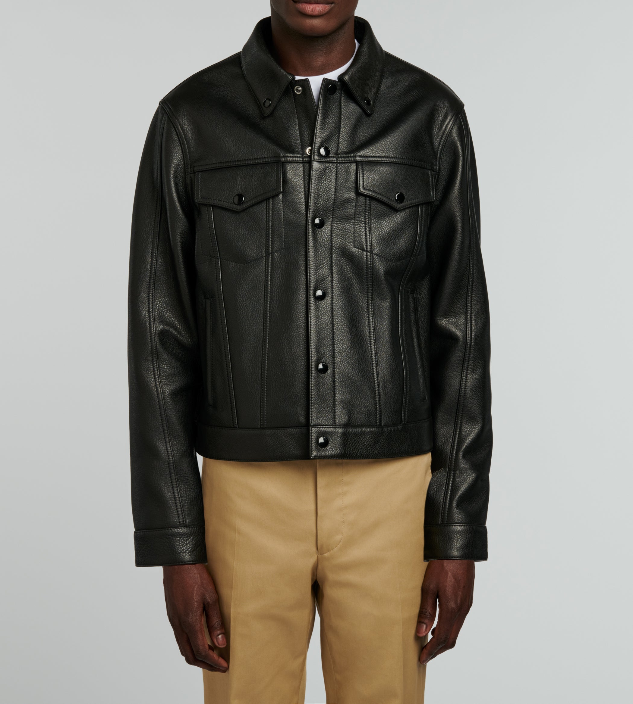 Fursac - Blouson En Cuir Grainé - Noir