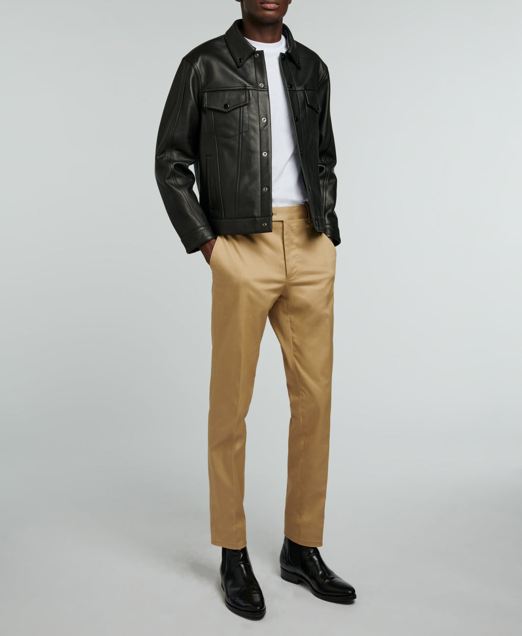 Fursac - Blouson En Cuir Grainé - Noir