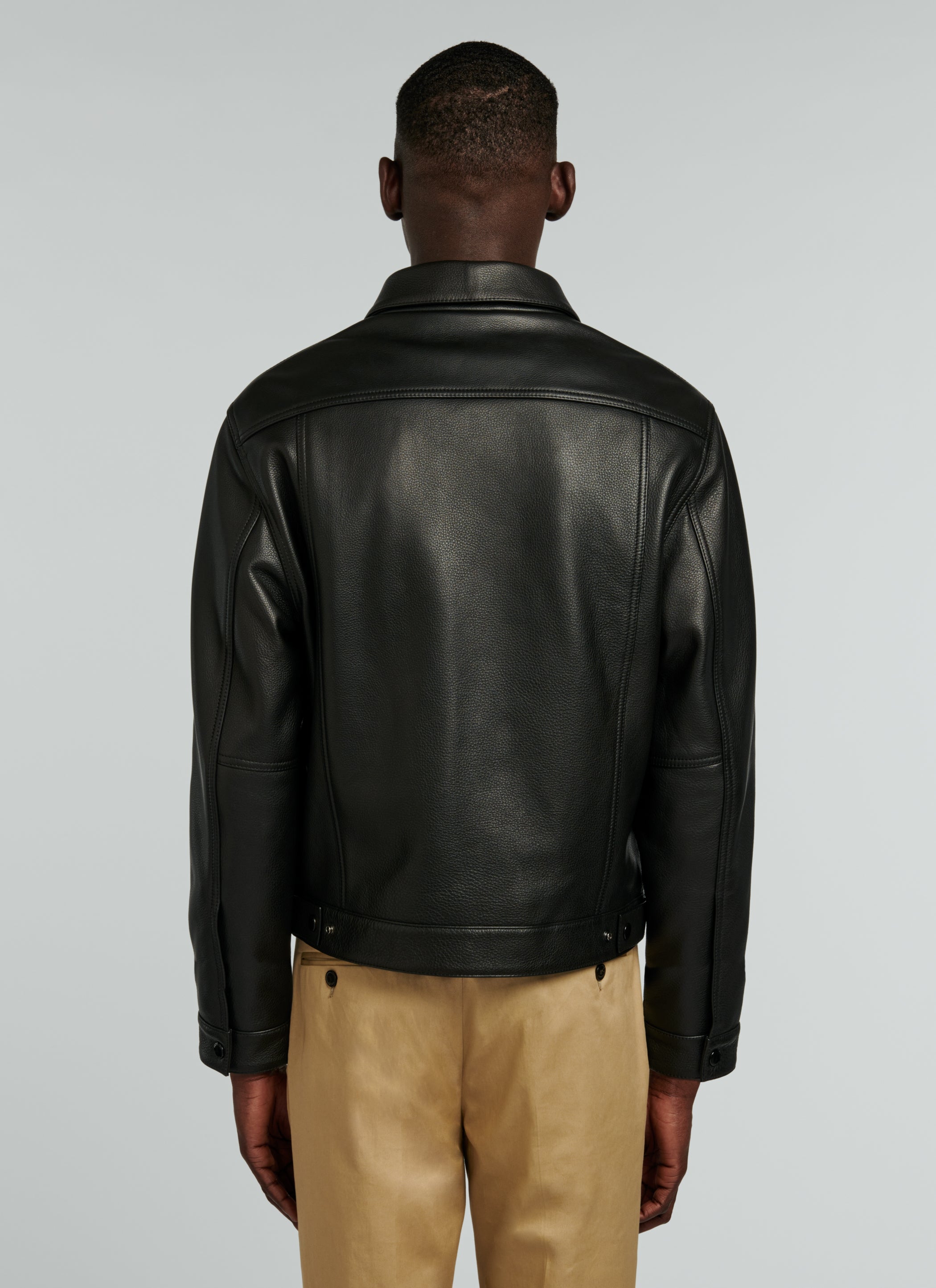 Fursac - Blouson En Cuir Grainé - Noir