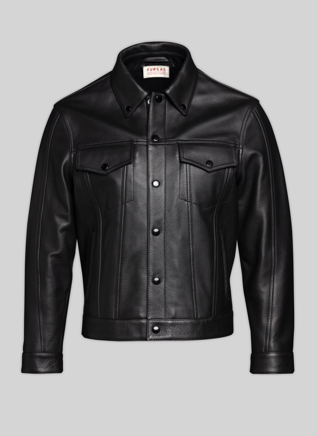 Fursac - Blouson En Cuir Grainé - Noir