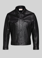Fursac - Blouson En Cuir Grainé - Noir