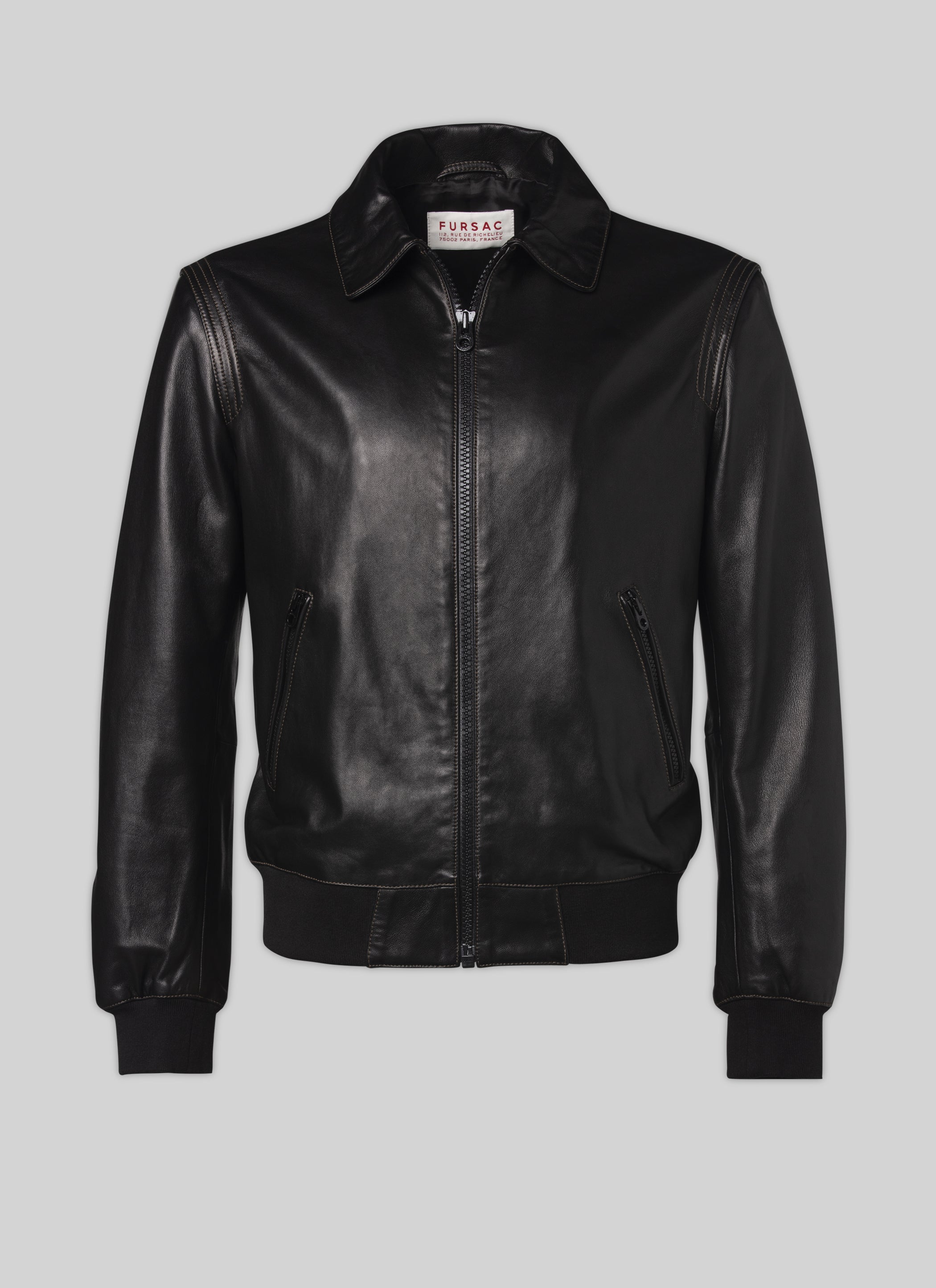 Fursac - Blouson En Cuir - Noir - Homme