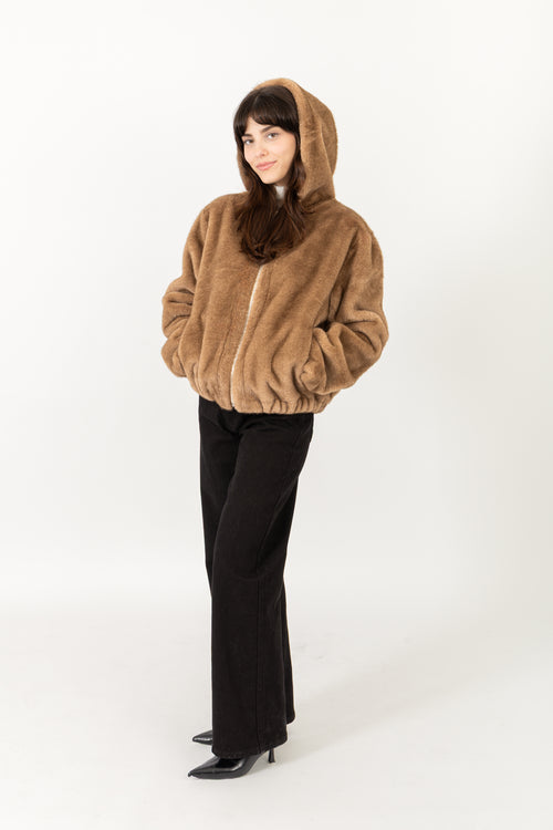 Manteau Fausse Fourrure M882 - Cafe