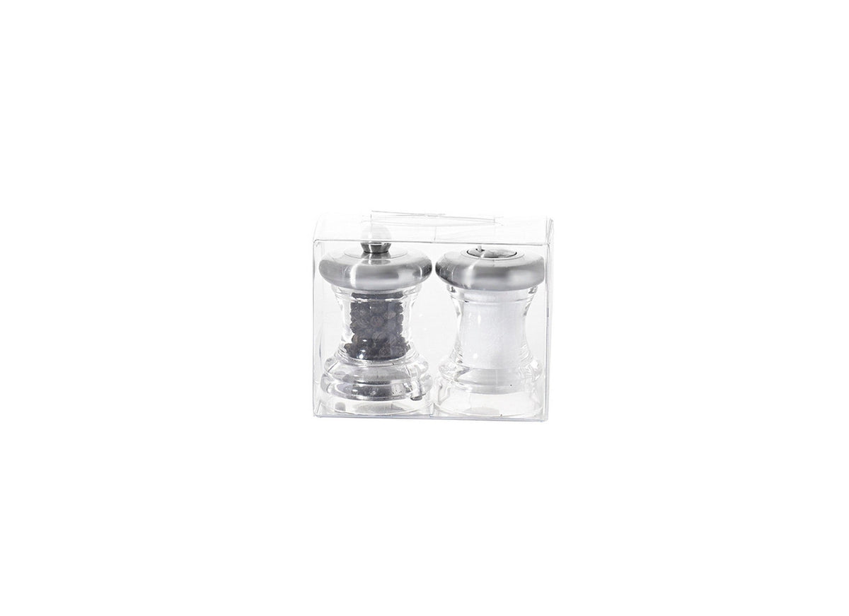 Volte - Duo Moulins À Poivre Et Salière - Inox Et Acrylique - Argent Et Transparent