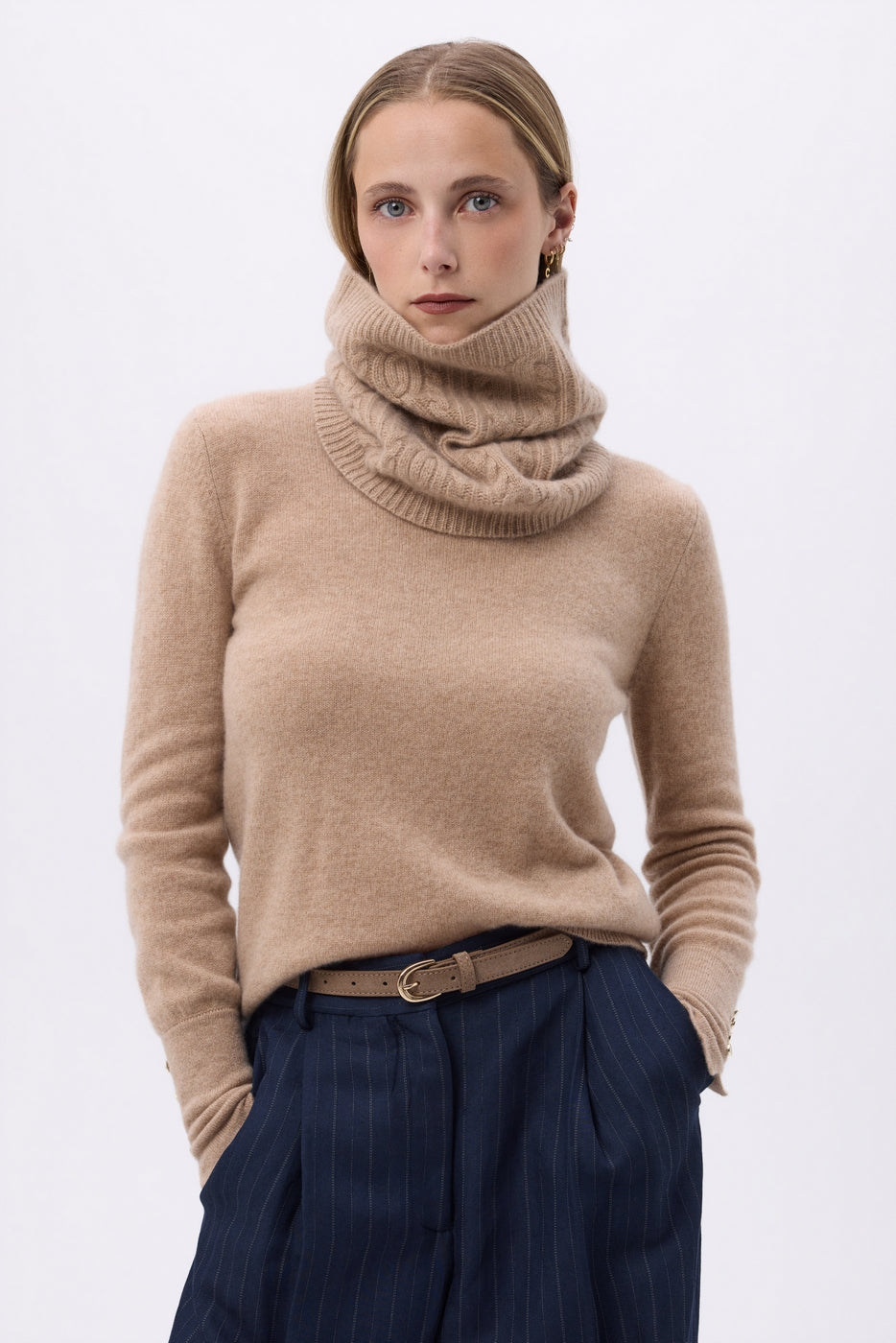 Colsjaal met Kabelpatroon Macha - Crème Beige - Unisex