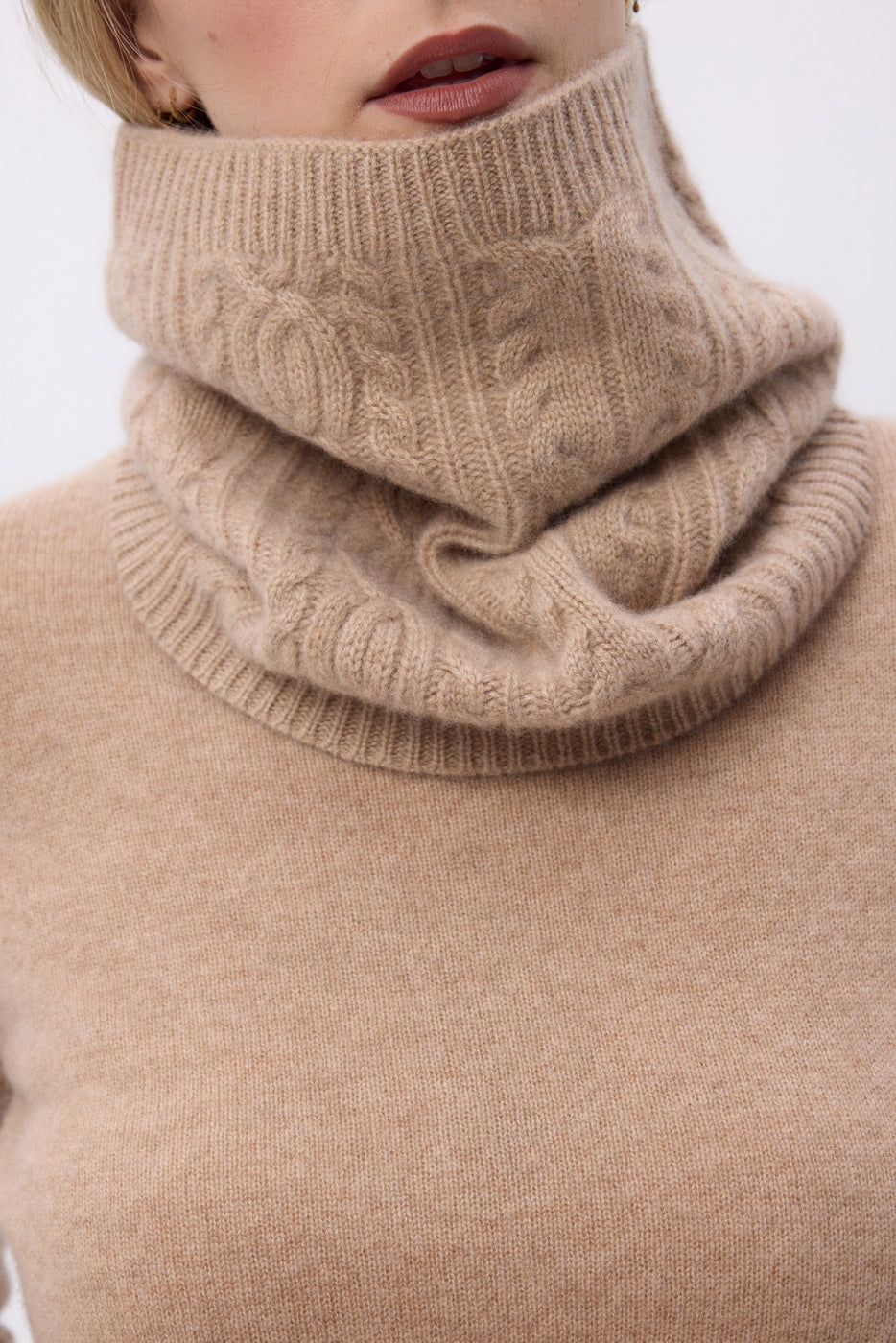Colsjaal met Kabelpatroon Macha - Crème Beige - Unisex