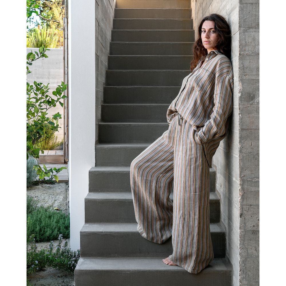 Chemise En Lin Et À Rayures Tu