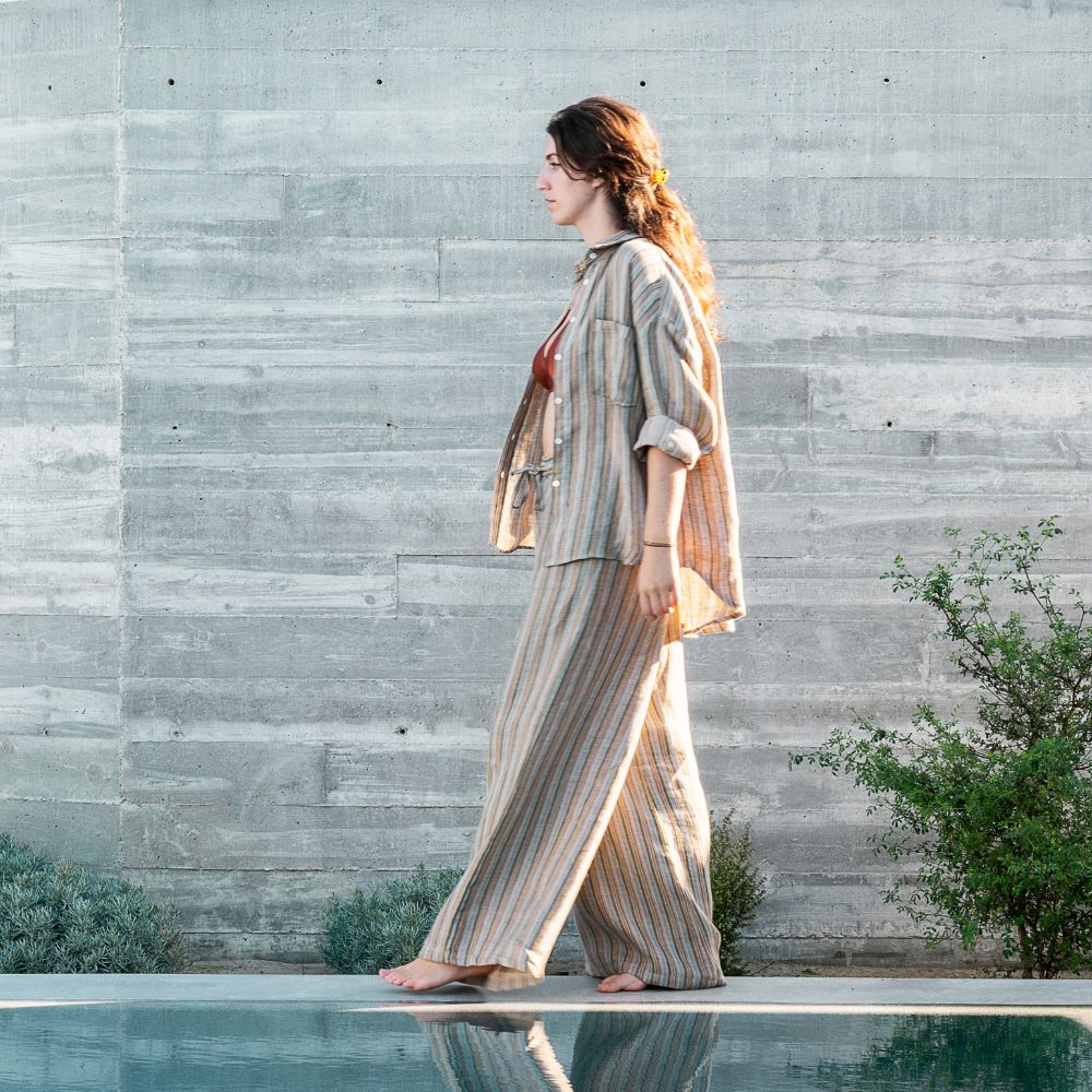 Chemise En Lin Et À Rayures Tu