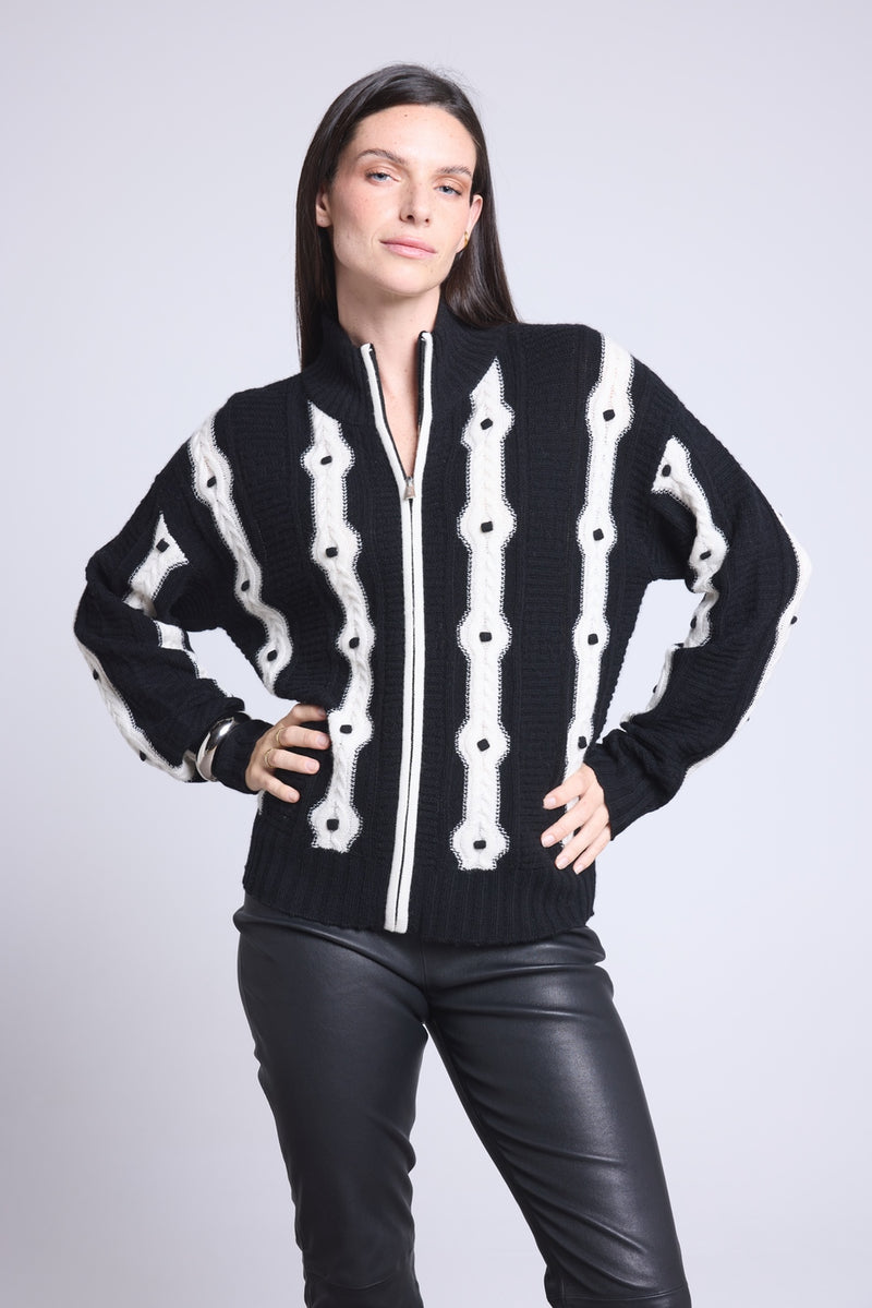 Gilet A Contraste Maddie - Noir Et Blanc - Femme