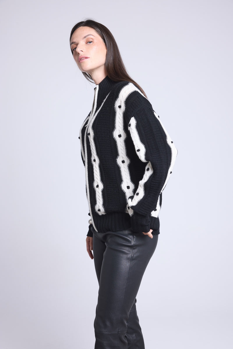 Gilet A Contraste Maddie - Noir Et Blanc - Femme