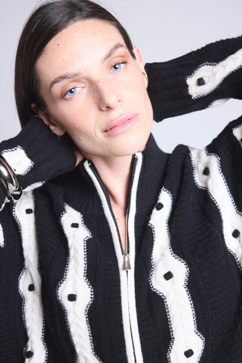 Gilet A Contraste Maddie - Noir Et Blanc - Femme