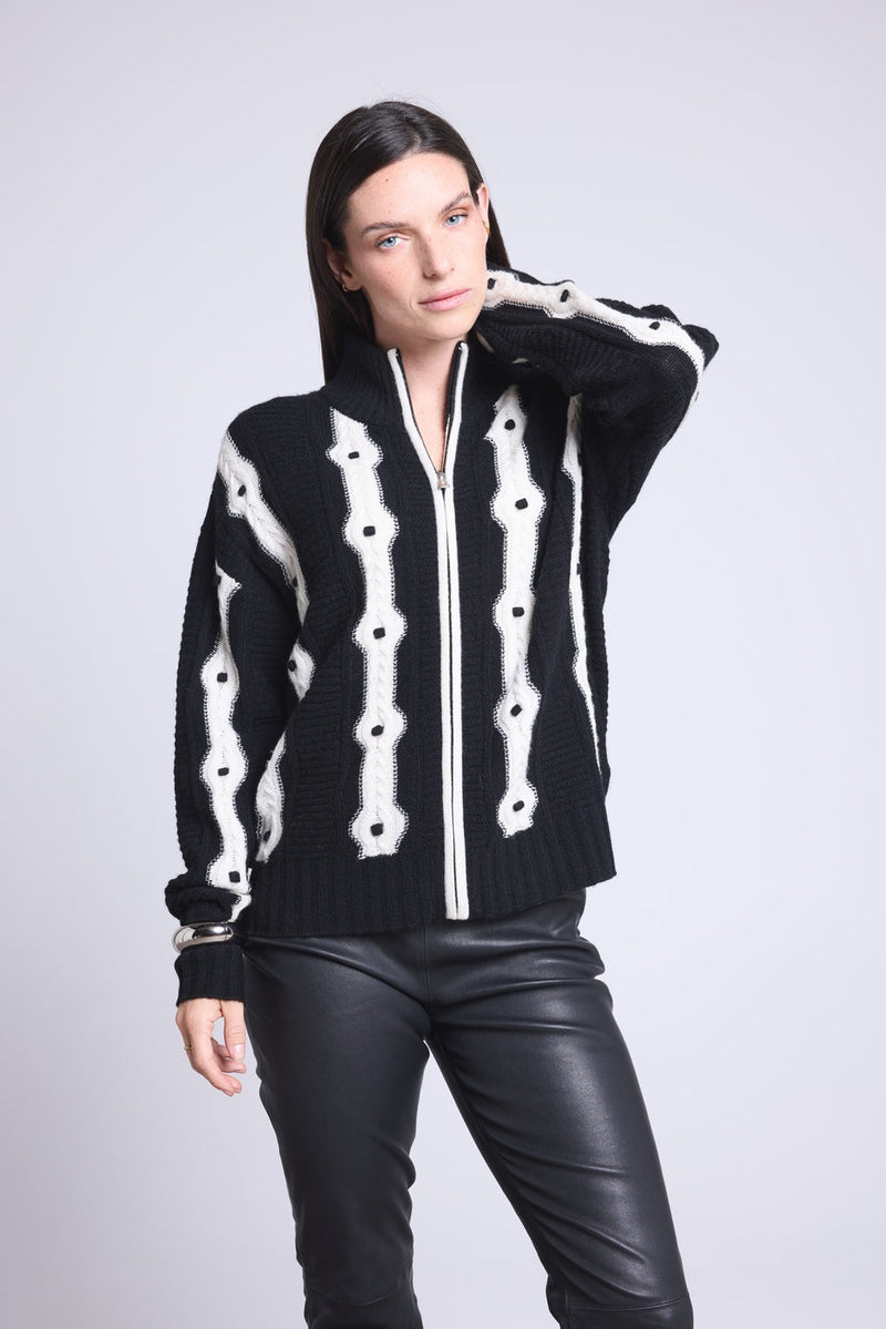 Maddie Contrast Vest - Black and White - Women