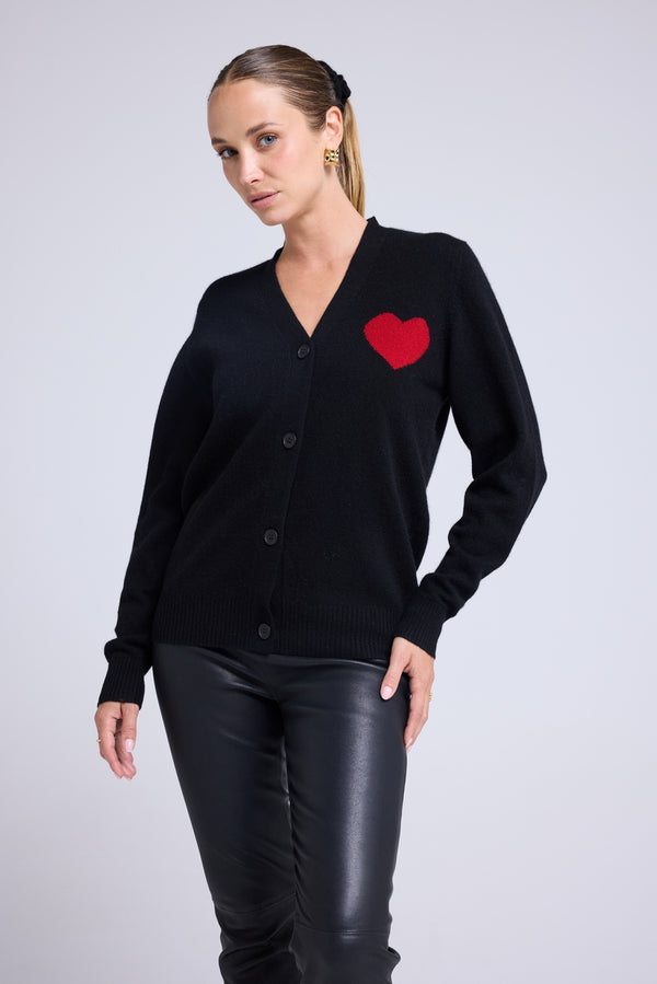 Cardigan Cœur Madrilena - Noir Rouge - Femme