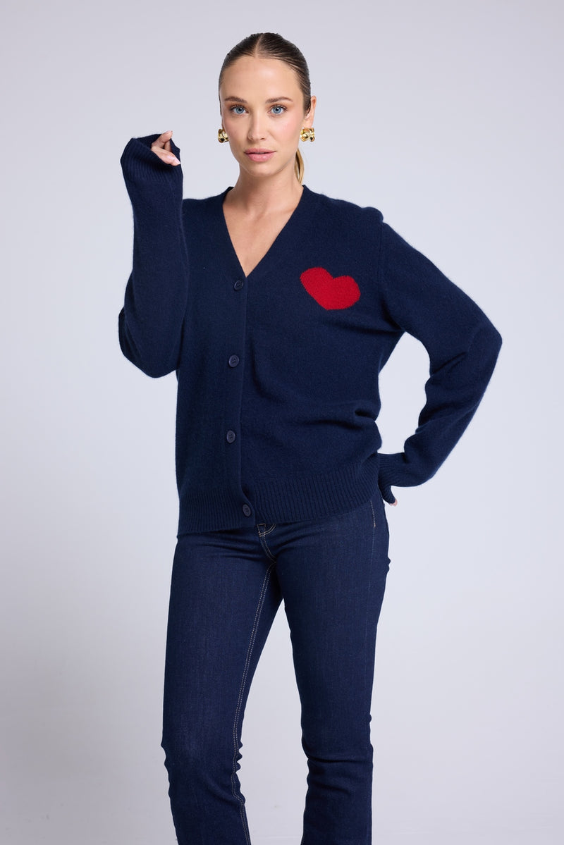 Cardigan Cœur Madrilena - Bleu Marine Rouge