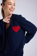 Cardigan Cœur Madrilena - Bleu Marine Rouge