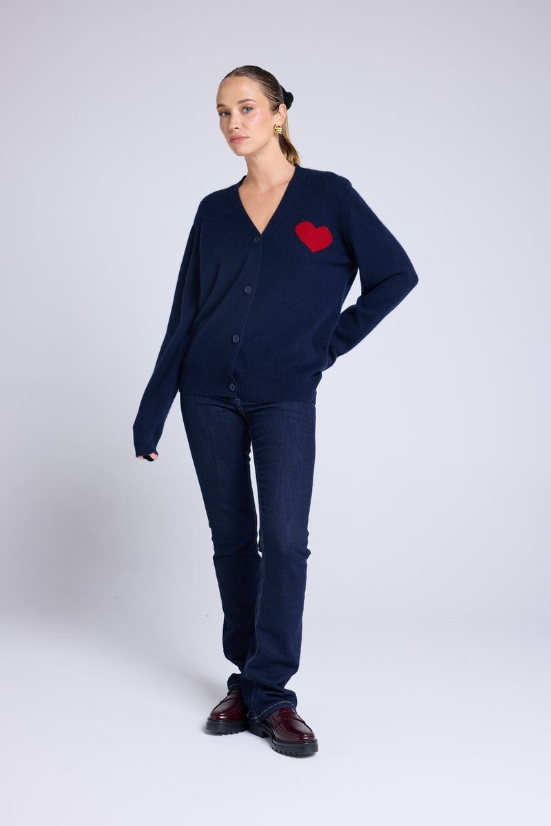 Cardigan Cœur Madrilena - Bleu Marine Rouge