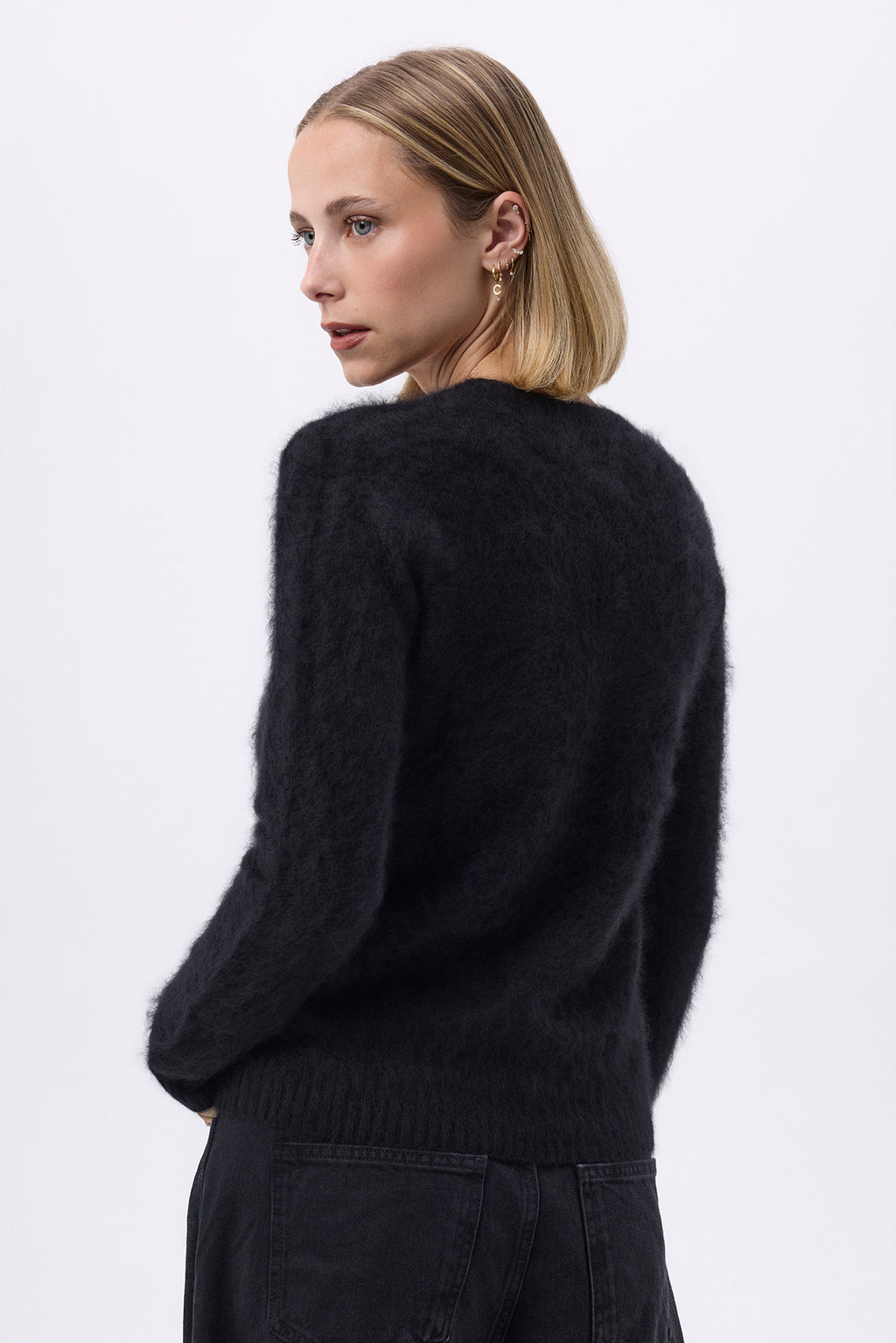 V-Neck – Brushed Cashmere Mael - Noir - Femme