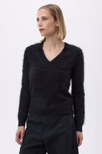 V-Neck – Brushed Cashmere Mael - Noir - Femme