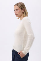 V-Neck – Brushed Cashmere Mael - Blanc - Femme