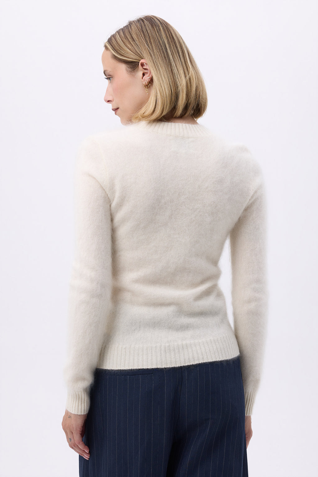 V-Neck – Brushed Cashmere Mael - Blanc - Femme