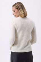 V-Neck – Brushed Cashmere Mael - Blanc - Femme