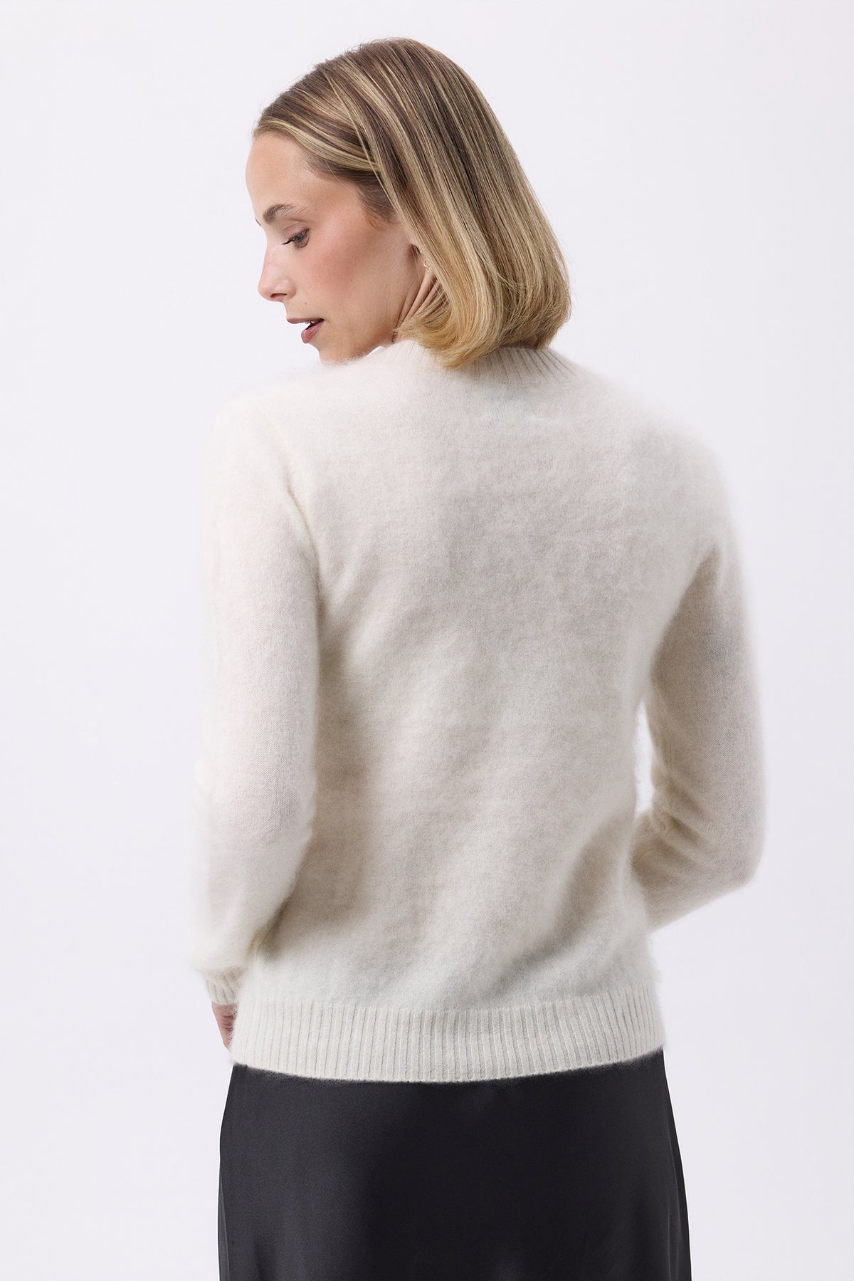 V-Neck – Brushed Cashmere Mael - Blanc - Femme
