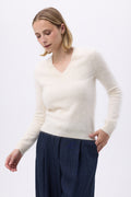 V-Neck – Brushed Cashmere Mael - Blanc - Femme