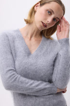 V-Neck – Brushed Cashmere Mael - Gris Clair - Femme