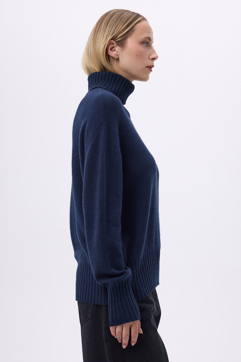Pull Col Roulé Oversize F Maeva - Bleu Marine - Femme