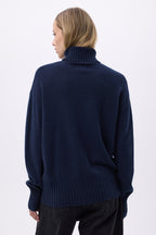 Pull Col Roulé Oversize F Maeva - Bleu Marine - Femme