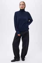 Pull Col Roulé Oversize F Maeva - Bleu Marine - Femme