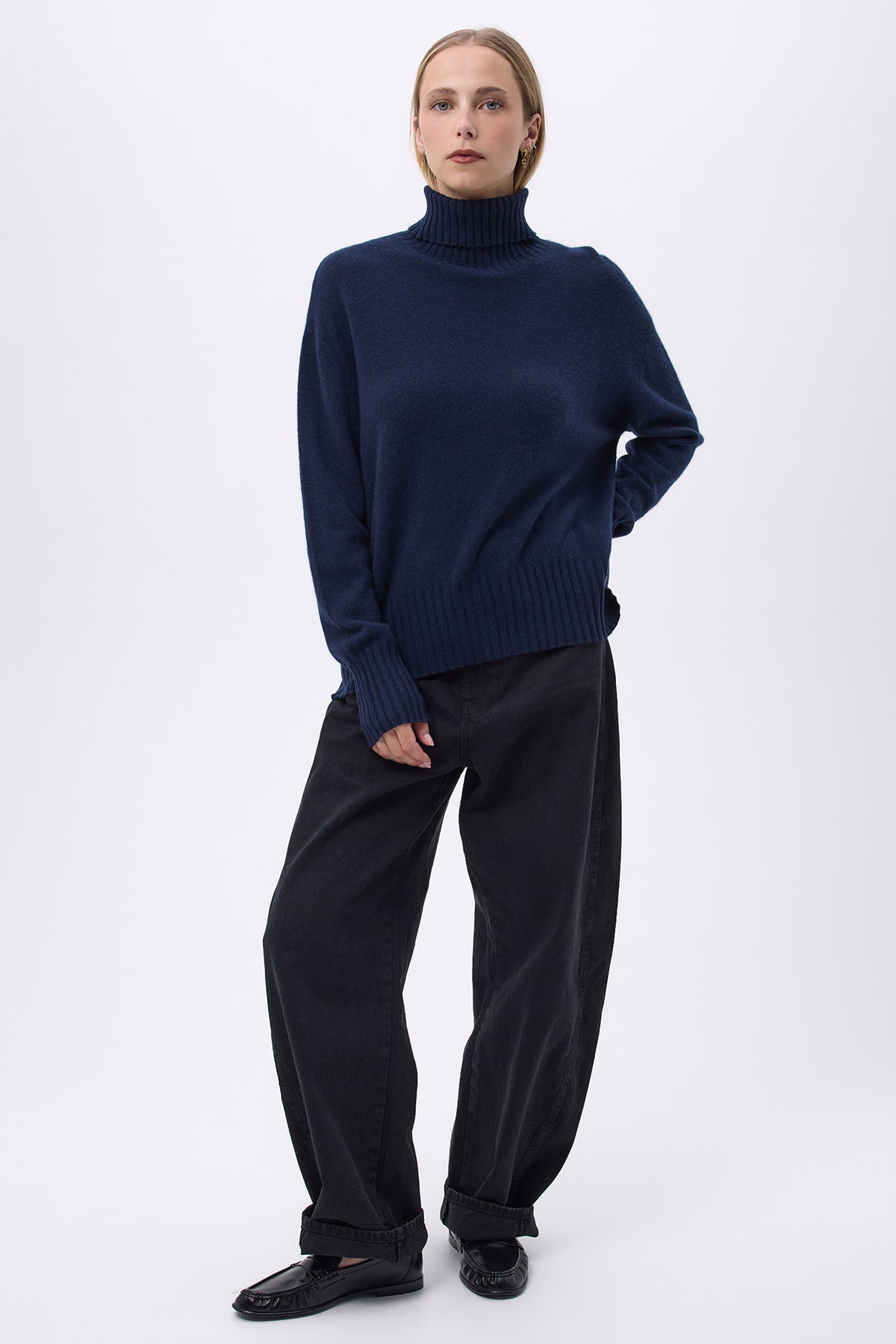 Pull Col Roulé Oversize F Maeva - Bleu Marine - Femme