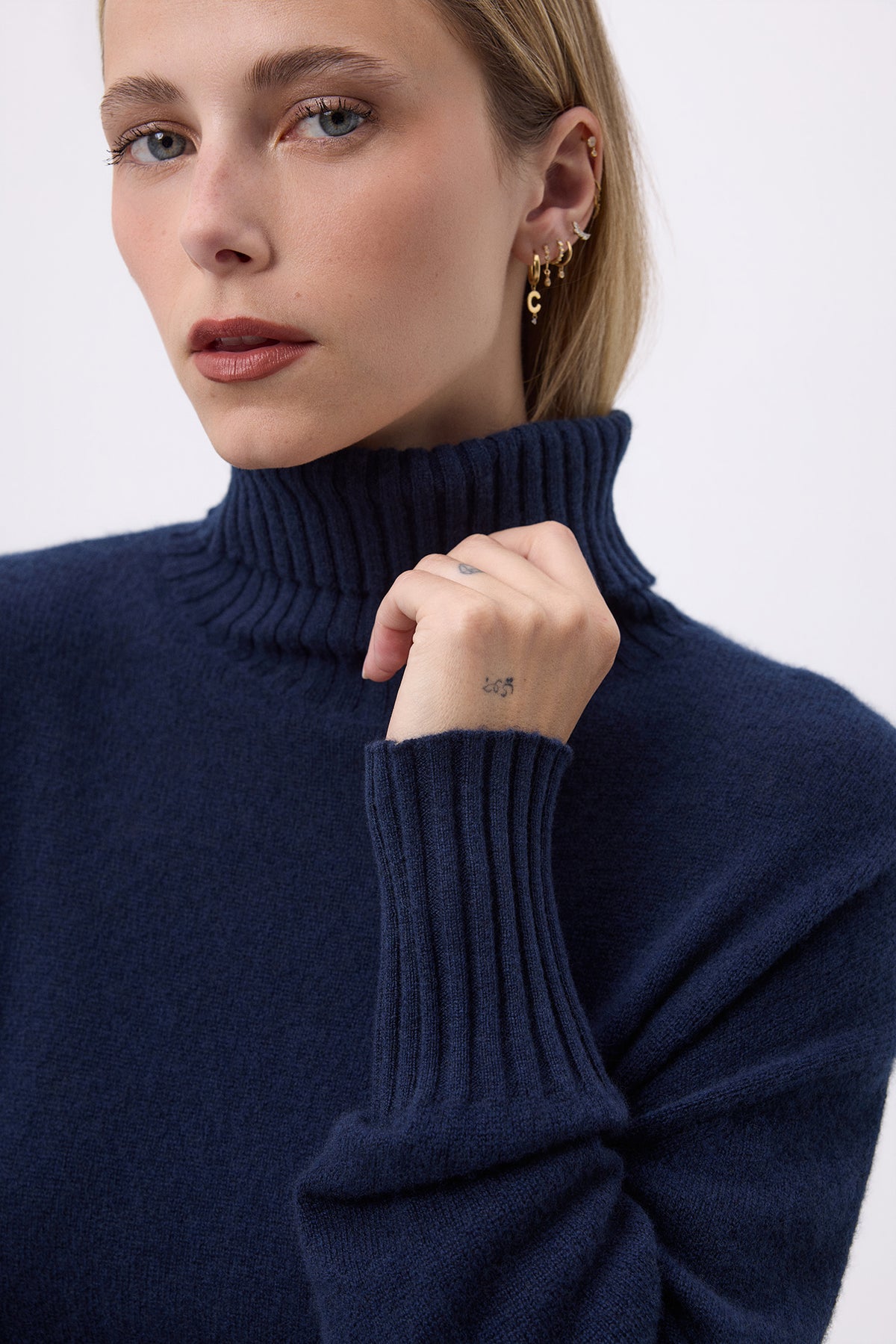 Pull Col Roulé Oversize F Maeva - Bleu Marine - Femme