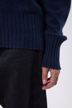 Pull Col Roulé Oversize F Maeva - Bleu Marine - Femme