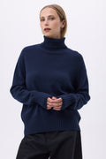 Pull Col Roulé Oversize F Maeva - Bleu Marine - Femme