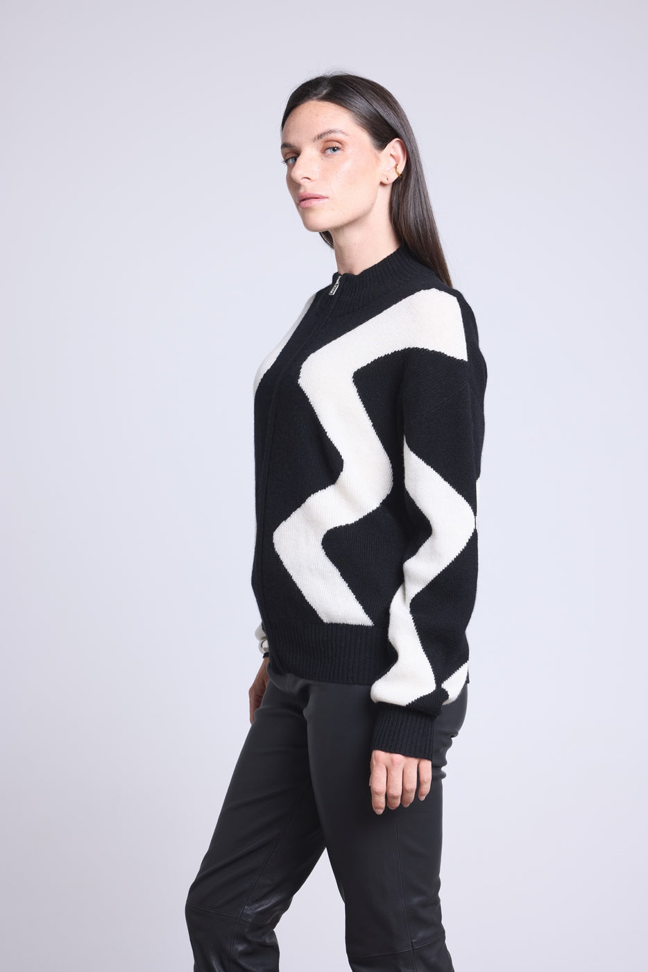 Veste Zipee Graphique Magali - Noir Et Blanc - Femme